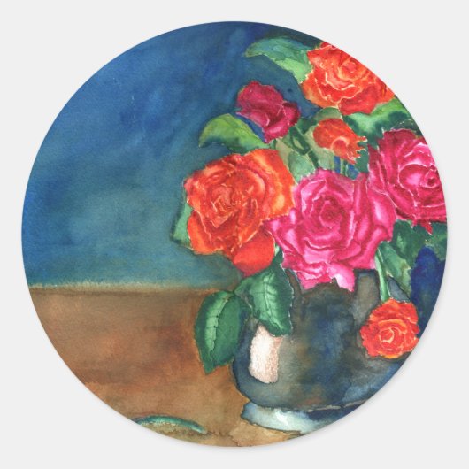Sticker Rond Roses pour Mon Amour (Devant)
