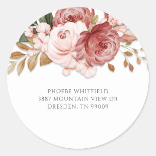 Sticker Rond Roses rose moderne Floral Rustique Botanique