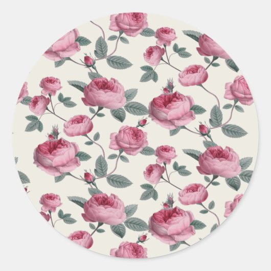 Sticker Rond Roses roses (Devant)