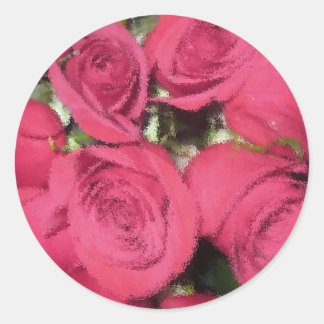 Sticker Rond Roses roses avec brosse sèche II.jpg