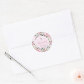 Sticker Rond Roses roses blanches florales baptême baptême (Enveloppe)