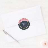 Sticker Rond Roses roses Bleu Blanc Pois Merci (Enveloppe)