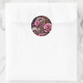Sticker Rond Roses roses et engrenages métalliques Steampunk (Sac)