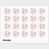 Sticker Rond Roses roses Fleuris Élégant Glamour Shabby Chic Fê (Feuille)