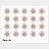 Sticker Rond Roses roses Jardin Printemps Mariage (Feuille)