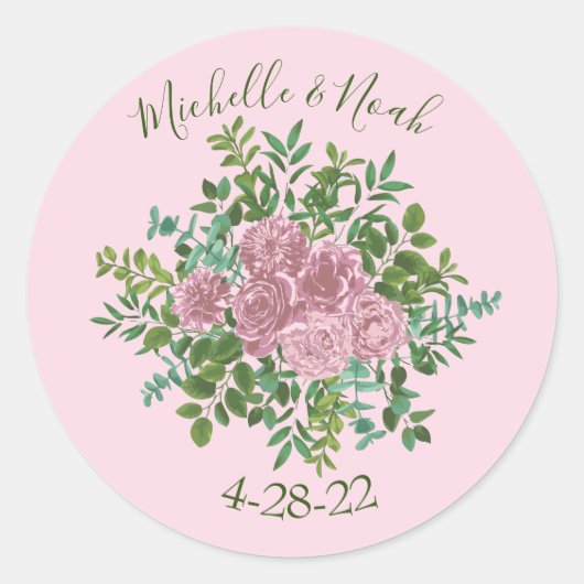 Sticker Rond Roses roses Jardin Printemps Mariage (Devant)