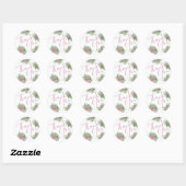 Sticker Rond Roses roses Jardin Printemps Mariage (Feuille)