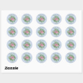 Sticker Rond Roses roses Jardin Printemps Mariage (Feuille)