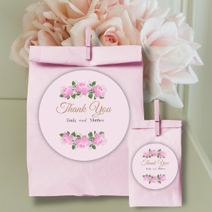 Sticker Rond Roses roses parfumées, Merci Mariage,