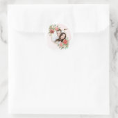 Sticker Rond Roses Roses & Photo de Libellule (Sac)