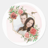 Sticker Rond Roses Roses & Photo de Libellule (Devant)