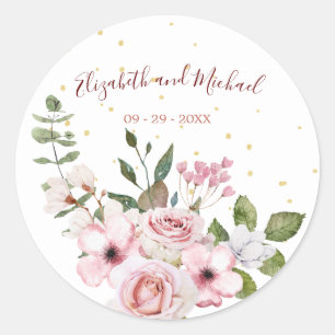 Sticker Rond Roses roses roses Elégant Mariage Floral