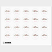 Sticker Rond Roses roses roses et Merci Mariage vert (Feuille)