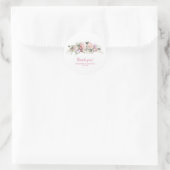 Sticker Rond Roses roses roses et Merci Mariage vert (Sac)
