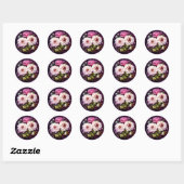 Sticker Rond Roses roses roses florales (Feuille)