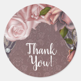 Sticker Rond Roses roses roses roses blush rose poussiéreux Ma