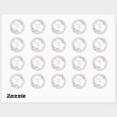 Sticker Rond Roses roses roses roses rose pâle BarefootBride™ (Feuille)