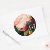 STICKER ROND ROSES ROSES ROSES ROSES ROSES BLANCHES ET MONOGRAM (Enveloppe)