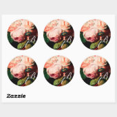 STICKER ROND ROSES ROSES ROSES ROSES ROSES BLANCHES ET MONOGRAM (Feuille)