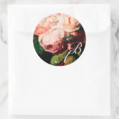 STICKER ROND ROSES ROSES ROSES ROSES ROSES BLANCHES ET MONOGRAM (Sac)