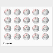 Sticker Rond Roses roses sur Mariage Botanique Argent (Feuille)