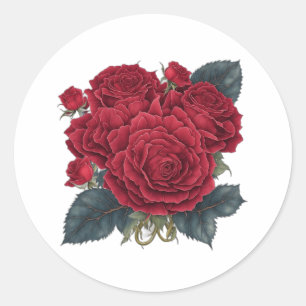 Sticker Rond roses rouges
