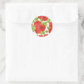 Sticker Rond Roses rouges aquarelle transparente motif (Sac)