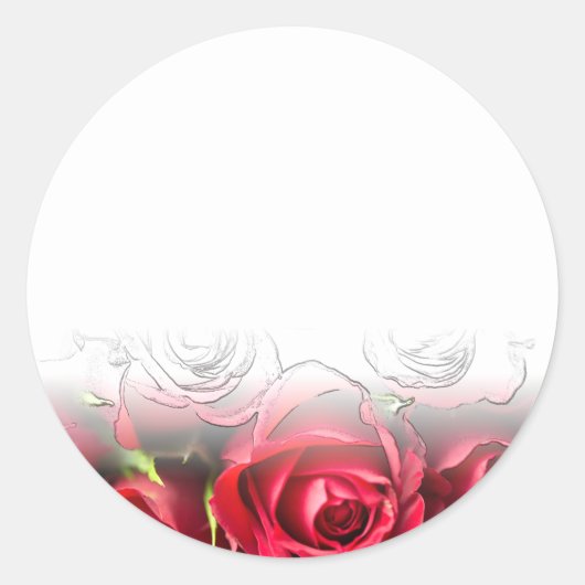 Sticker Rond Roses Rouges Avec Contours Noirs (Devant)