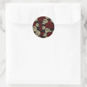 Sticker Rond Roses rouges & crânes Floral gris noir gothique (Sac)