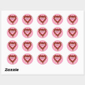 Sticker Rond Roses rouges de couronne de coeur (Feuille)