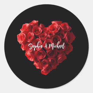 Sticker Rond Roses Rouges en forme de Cœur-