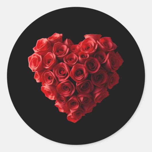 Sticker Rond Roses Rouges en forme de Cœur- (Devant)
