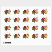 Sticker Rond Roses rouges et jaunes (Feuille)