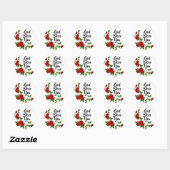 Sticker Rond Roses rouges fleurs blanches Dieu vous bénisse (Feuille)