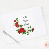Sticker Rond Roses rouges fleurs blanches personnaliser (Enveloppe)
