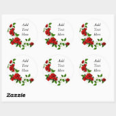 Sticker Rond Roses rouges fleurs blanches personnaliser (Feuille)