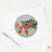 Sticker Rond Roses rouges Joyeux anniversaire d'Elisabeth CC088 (Enveloppe)
