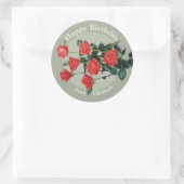 Sticker Rond Roses rouges Joyeux anniversaire d'Elisabeth CC088 (Sac)