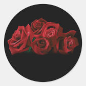 Sticker Rond Roses rouges Noir blanc (Devant)