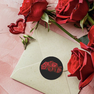 Sticker Rond Roses rouges Noir blanc
