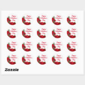 Sticker Rond Roses rouges romantiques à la Saint-Valentin blanc (Feuille)