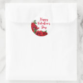 Sticker Rond Roses rouges romantiques à la Saint-Valentin blanc (Sac)