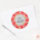 Sticker Rond Roses rouges sur Blancs noirs Derby Party (Enveloppe)