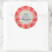 Sticker Rond Roses rouges sur Blancs noirs Derby Party (Sac)