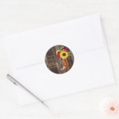 Sticker Rond Roses Rouges Tournesols Tournesol Bottes de fille  (Enveloppe)