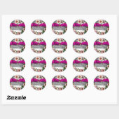 Sticker Rond Roses SAUVAGES AVEC RIBBON ROSE, Merci (Feuille)