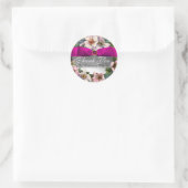 Sticker Rond Roses SAUVAGES AVEC RIBBON ROSE, Merci (Sac)