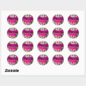 Sticker Rond Roses SAUVAGES AVEC RIBBON ROSE, Merci (Feuille)