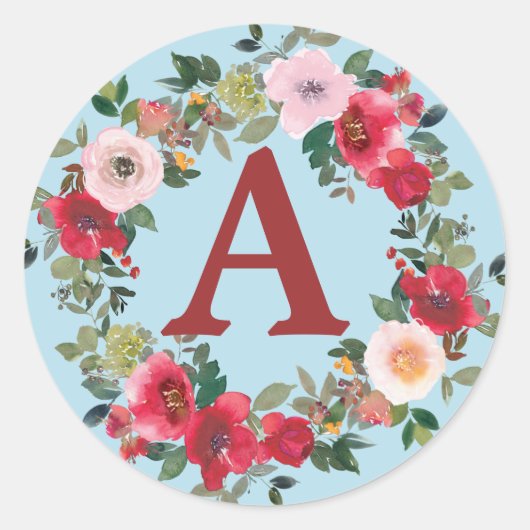 Sticker Rond Roses sauvages avec Spun Sugar Blue Arrière - plan (Devant)