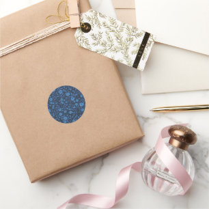 Sticker Rond Roses sauvages en bleu